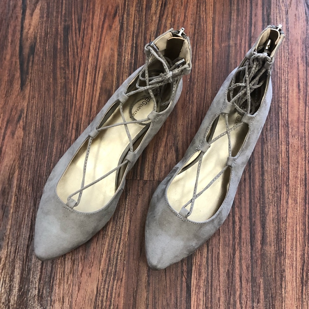 BCBG Lace Up Pointy Toe Flats